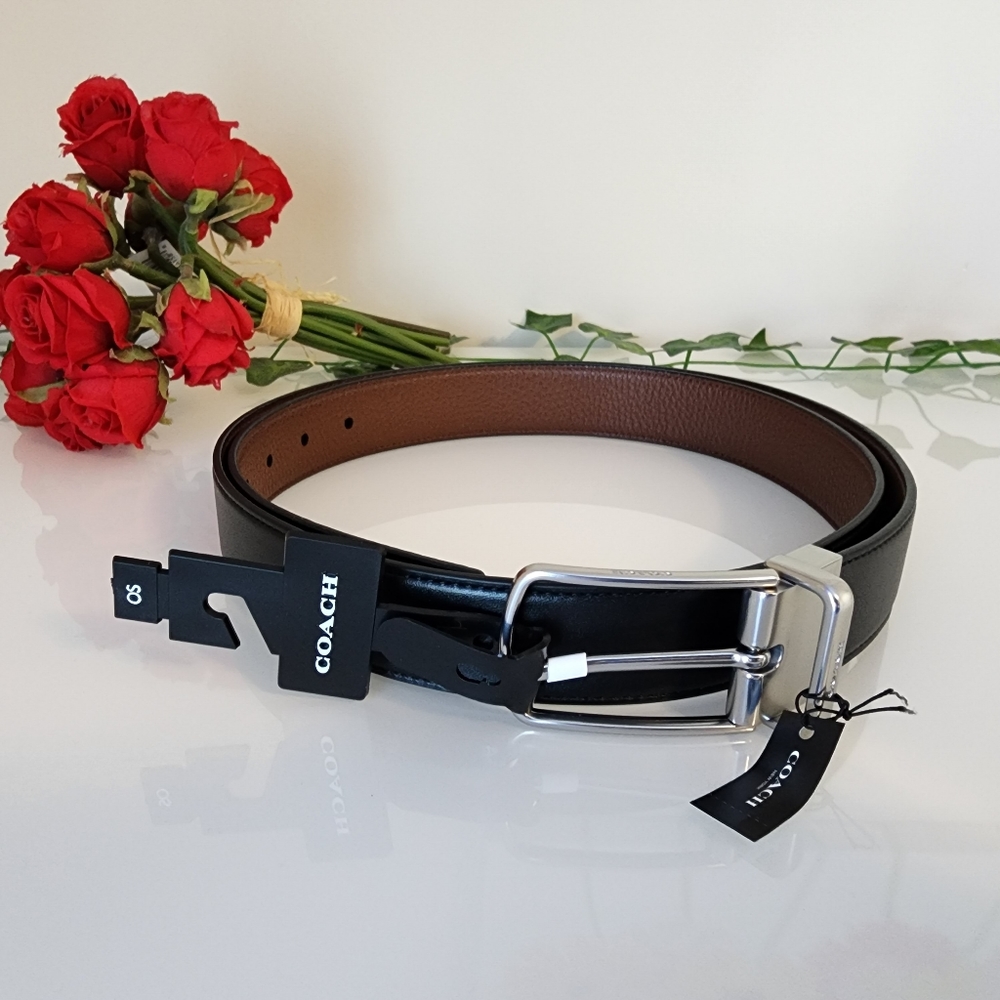 Coach Buckle Cut to Size Reversible Dress Belt